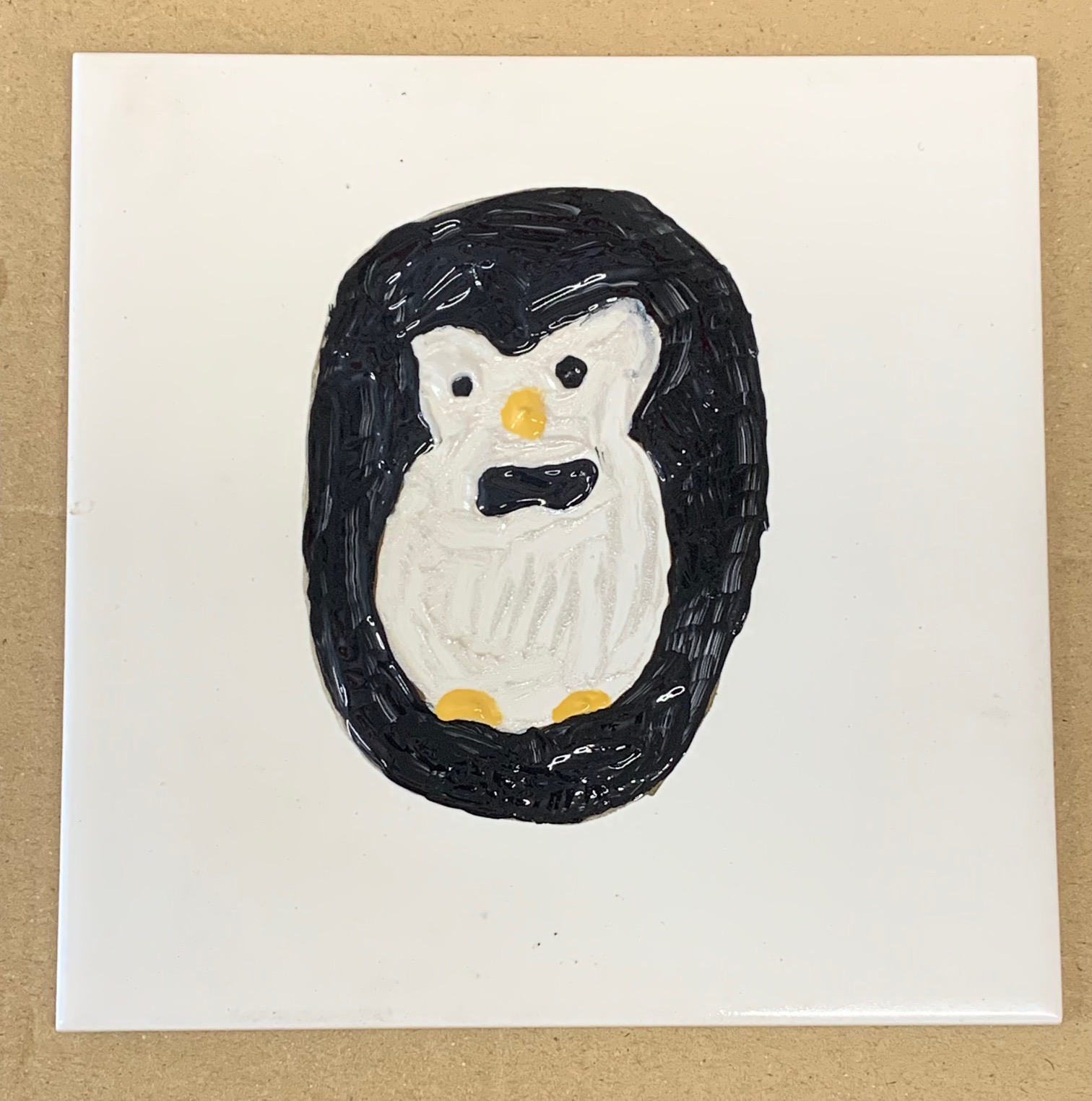 Ghostly owl - painted tile