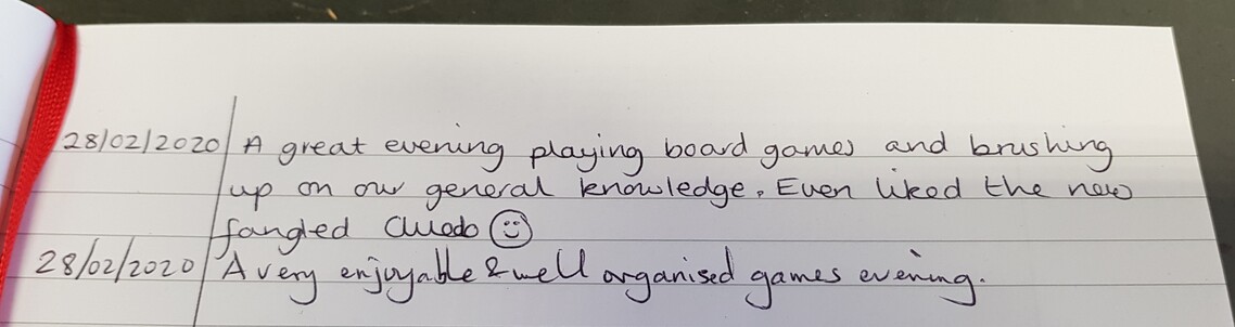 Board Games Night Feedback in book