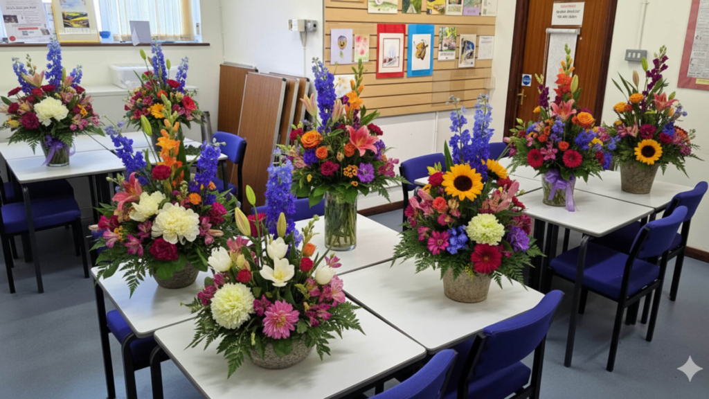 Flower_arrangements-community_room Flower Arranging Tables
