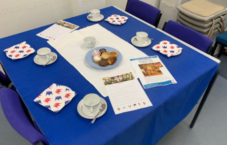 Refreshments Table Blue Cloth Refreshments Table Blue Cloth